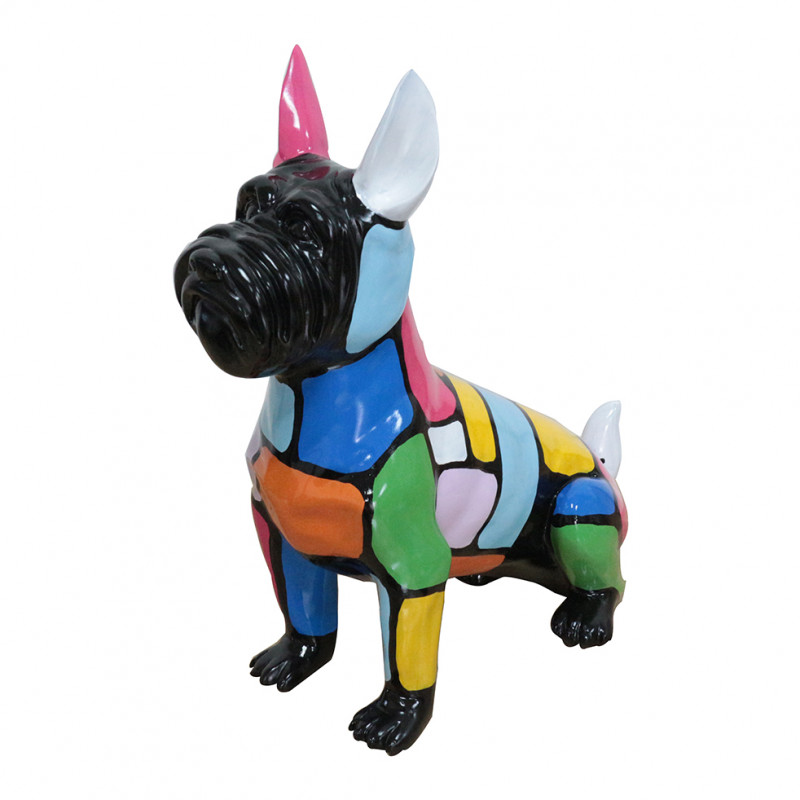 Statuette d'un chien en résine avec peinture multicolore - DOGGY SCOTT