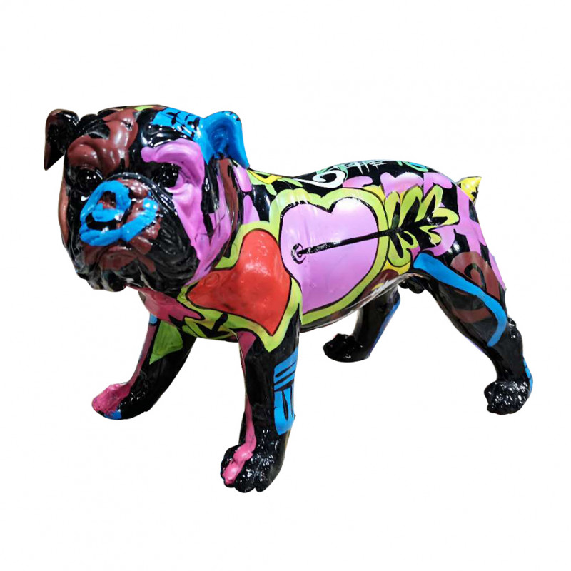 Statuette d'un chien en résine avec peinture multicolore - DOGGY CARL