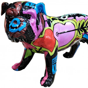 Statuette d'un chien en résine avec peinture multicolore - DOGGY CARL