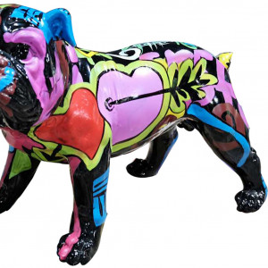 Statuette d'un chien en résine avec peinture multicolore - DOGGY CARL