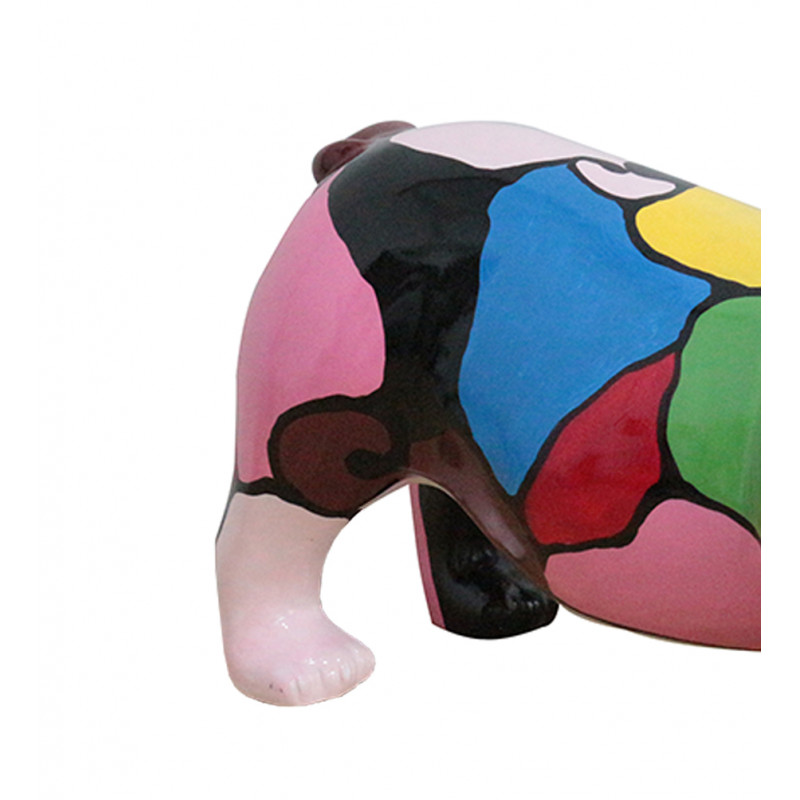 Sculpture chien bulldog taches multicolores résine - SPIKE BULLDOG