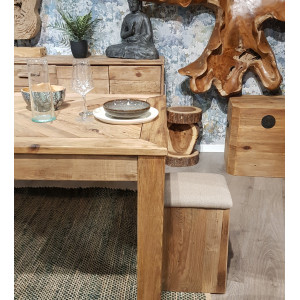 Tabouret trapèze oblique incliné assise souple bois - CHALET