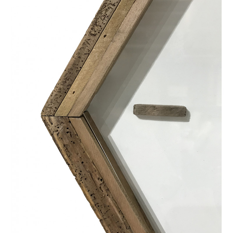 Horloge hexagonale murale 2 niches de rangement 60 cm bois - CHALET