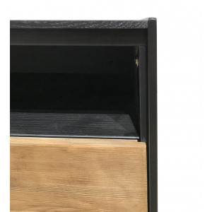 Table basse carrée contemporaine 80 cm tiroir métal bois pin recyclé - CABANON