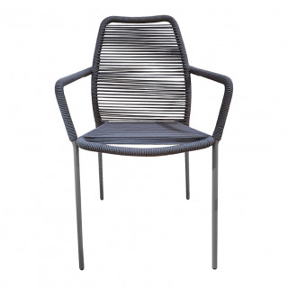 Lot de 2 chaises de jardin en acier et cordage gris - MALIA 8347