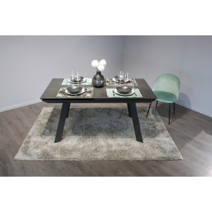 Table extensible 160 à 240 cm en céramique gris et pieds acier - DRAKKAR