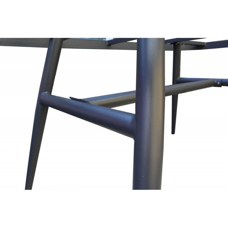 Table de jardin en aluminium gris plateau verre 6 places - PACIFIC