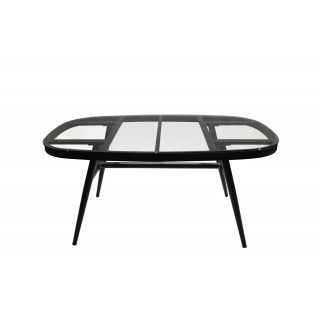 Table de jardin en aluminium gris plateau verre 6 places - PACIFIC