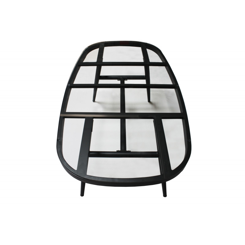 Table de jardin en aluminium gris plateau verre 6 places - PACIFIC