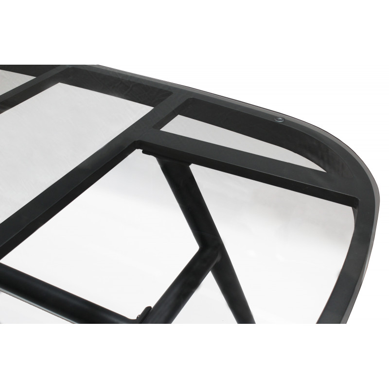 Table de jardin en aluminium gris plateau verre 6 places - PACIFIC