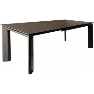 Table extensible 140 à 200 cm plateau céramique gris anthracite pieds acier - MATRIX