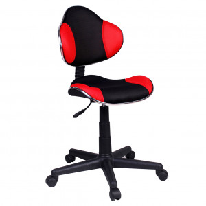 Fauteuil de bureau en mesh noir et rouge matelassé sans accoudoir avec assise réglable et confortable avec roulettes - PLAY