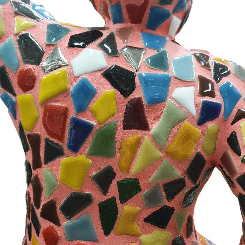 Statue femme jambe pliée avec mosaïque multicolore H60 cm - LADY MUSA