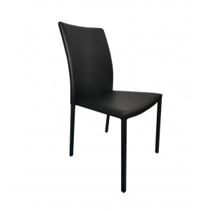 Lot de 2 chaises noires en simili empilables et solides - LUFY