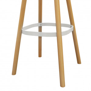 Table haute ronde blanche et pieds bois D.60 cm - STOOLY