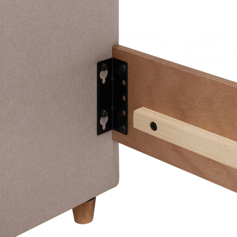 Tête de lit en bois revêtement en tissu gris pour lit 140 x 200 cm - POLI 7307