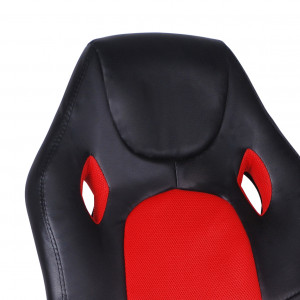 Fauteuil gaming en mesh rouge et simili noir assise réglable dossier inclinable accoudoirs rembourrés roulettes - GLITCH