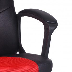 Fauteuil gaming en mesh rouge et simili noir assise réglable dossier inclinable accoudoirs rembourrés roulettes - GLITCH