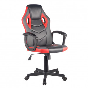 Fauteuil gaming simili noir et rouge et mesh gris avec appui-tête assise réglable dossier inclinable - ALPHA