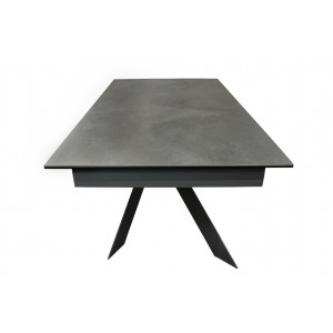 Table extensible 160 à 240 cm plateau céramique gris anthracite pieds acier - SPIKE
