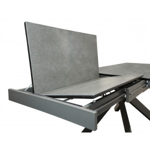 Table extensible 160 à 240 cm plateau céramique gris anthracite pieds acier - SPIKE