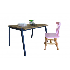 Petite table de jardin pour enfant en bois d'acacia  et pieds inclinés bleu - CHARLOTTE 3422