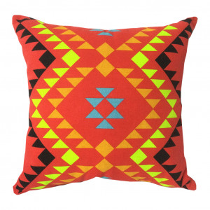 Lot de 2 coussins carrés au motif tribal rouge 45 x 45 cm - TRIBE