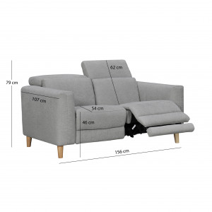 Canapé relaxation 2 places tissu gris motorisé - style  scandinave - Qualité Premium Relax - POLO