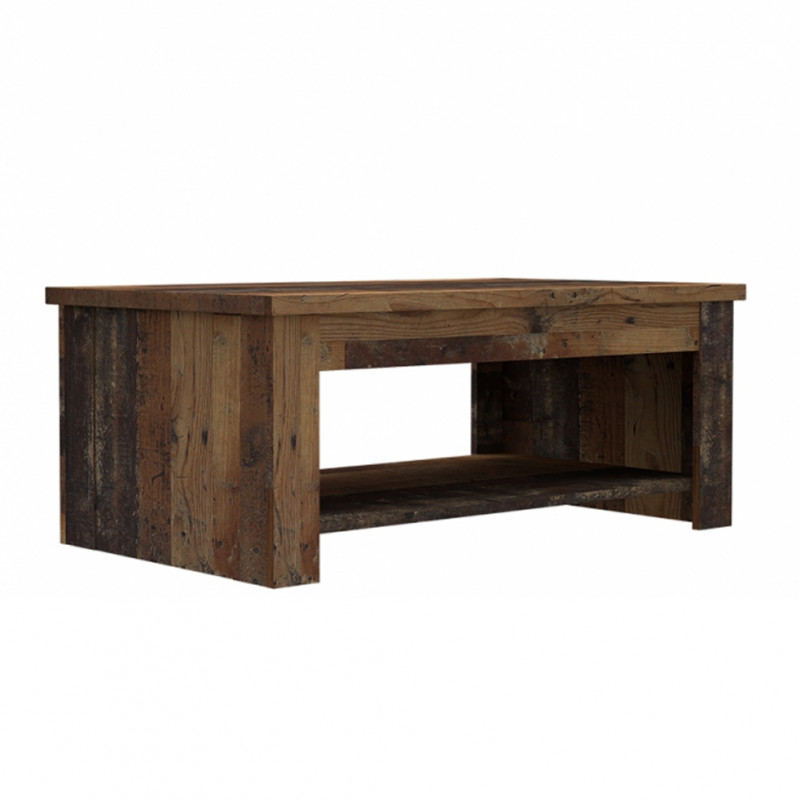 Table basse avec plateau relevable finition effet bois vieilli - BUCK