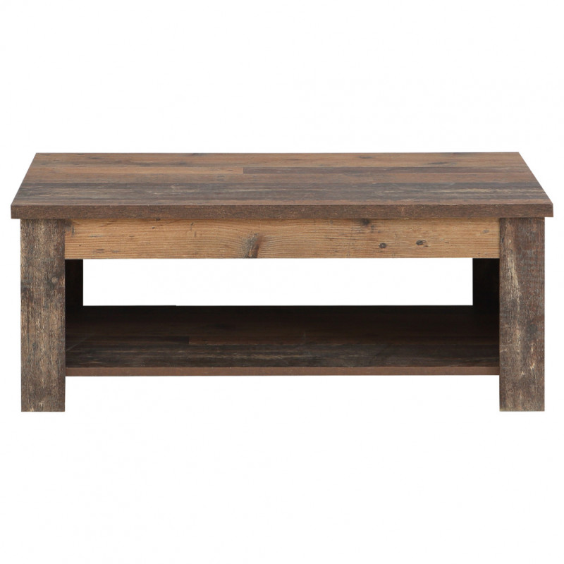 Table basse avec plateau relevable finition effet bois vieilli - BUCK