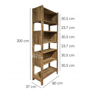 Etagère bibliothèque 200 cm 3 niches bois pin recyclé - CHALET