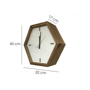 Horloge hexagonale accrochable posable sans support bois - CHALET