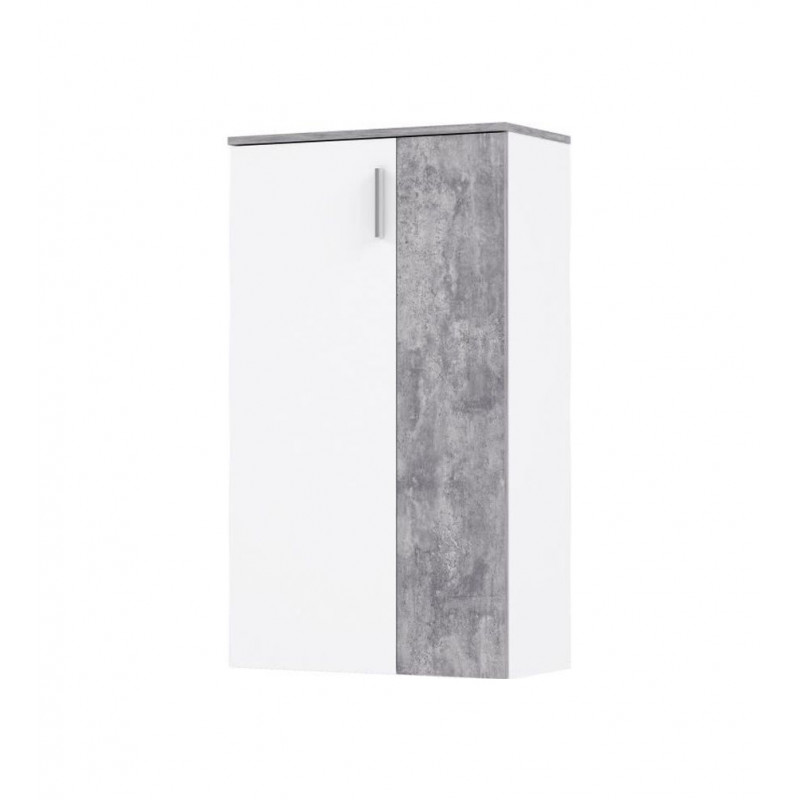 Armoire à chaussures 2 portes 5 tablettes bois blanc décor béton - contemporain - AMELIE