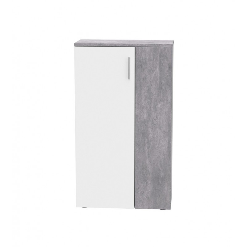Armoire à chaussures 2 portes 5 tablettes bois blanc décor béton - contemporain - AMELIE