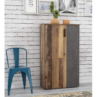 Armoire à chaussures 2 portes 5 tablettes vieux bois vintage béton gris foncé - contemporain vintage - AMELIE