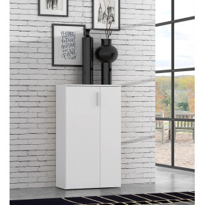 Armoire à chaussures 2 portes 5 tablettes bois blanc - contemporain - AMELIE