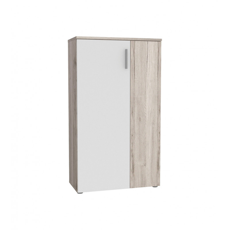 Armoire à chaussures 2 portes 5 tablettes bois vieilli blanc - contemporain - AMELIE