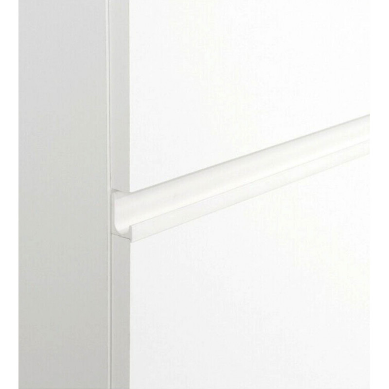 Armoire 2 portes coulissantes 3 tiroirs bois décor blanc longueur 200 cm - moderne - THOR