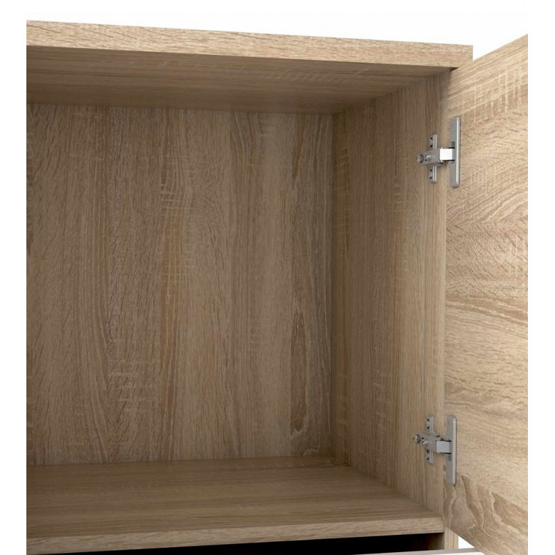 Commode 2 portes 4 tiroirs vieux bois chêne sonoma blanc - DEST