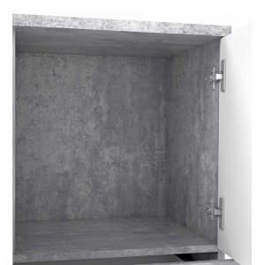 Commode 2 portes 4 tiroirs vieux bois blanc décor béton - DEST