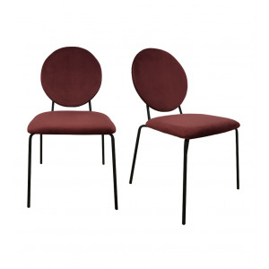 Lot de 2 chaises médaillons velours sans accoudoirs rouge pieds métal noir - moderne - BROADWAY 9088
