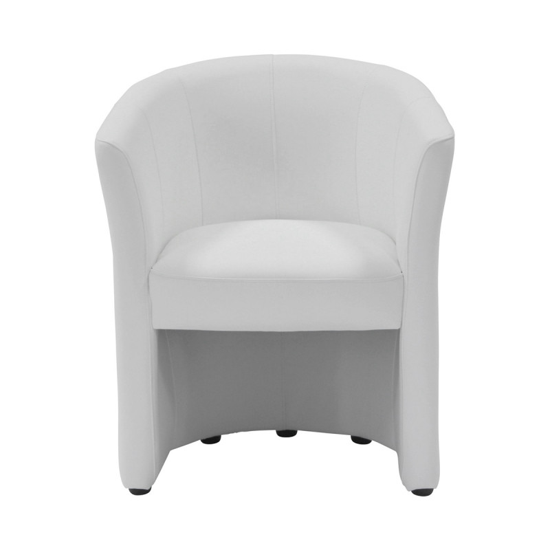 Fauteuil cabriolet arrondi en simili blanc design contemporain - CABRI