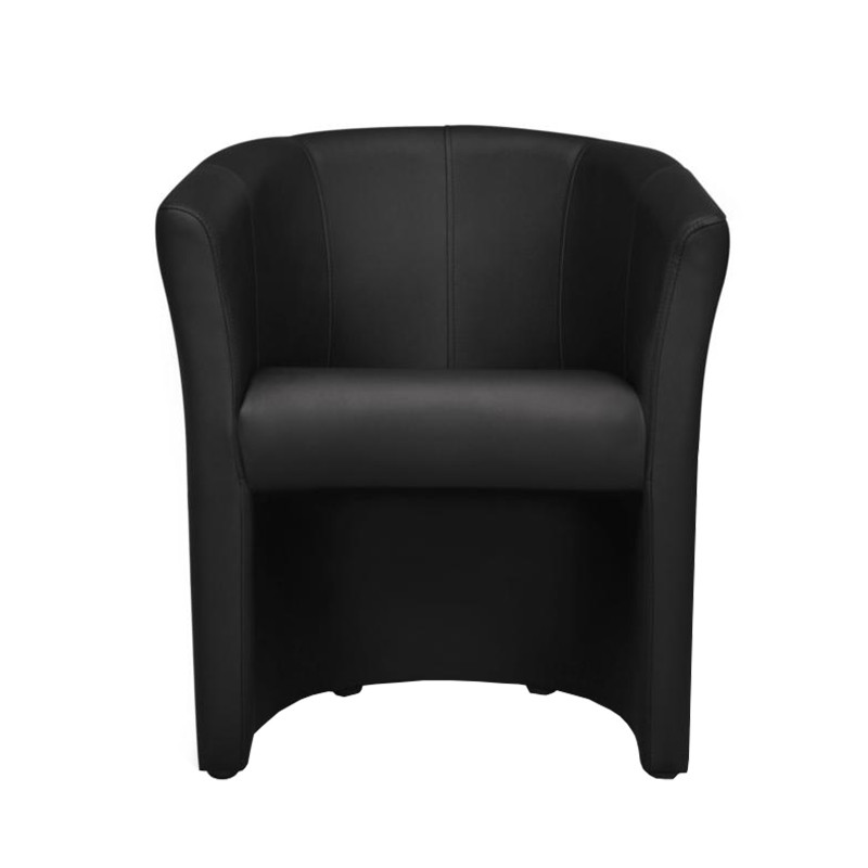 Fauteuil cabriolet arrondi en simili noir design contemporain - CABRI