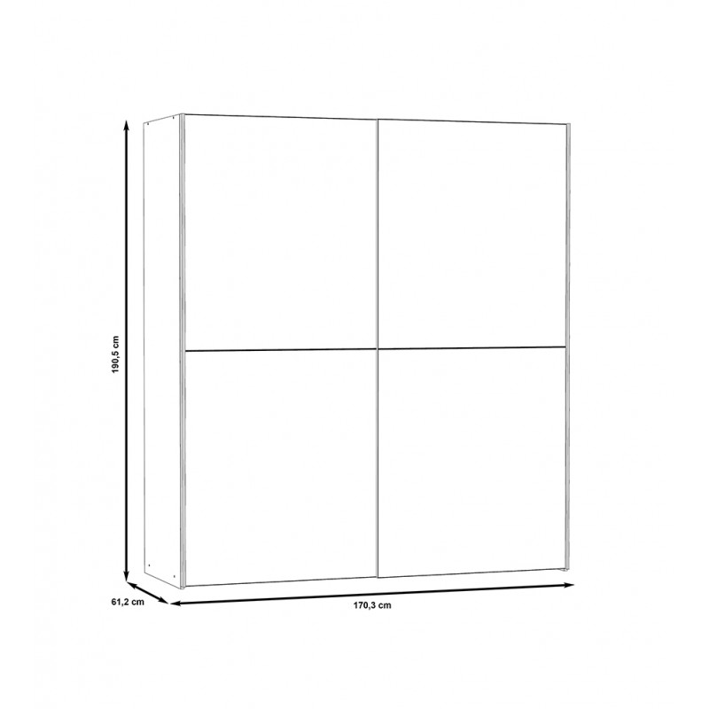 Armoire 2 portes coulissantes 5 tablettes béton gris clair miroir - JEIK