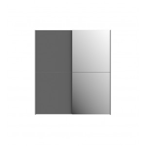 Armoire 2 portes coulissantes 5 tablettes gris foncé miroir - JEIK