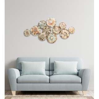Décoration ronde murale 120x60 cm métal peint florale festive - EYRONA