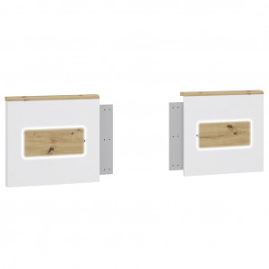 Lot de 2 panneaux supérieurs pour table de chevet finition blanc brillant et bois et éclairage sensor inclus - BETTY