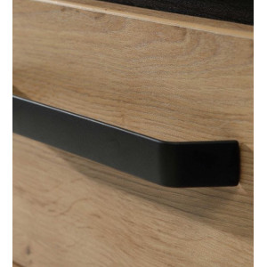 Table chevet 2 tiroirs chêne pieds poignée métal noir - ALIA