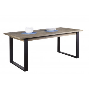 Table repas extensible bois métal noir L 180/240 cm - BROOKLYN