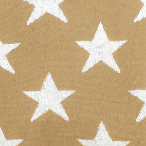 Plaid réversible coton beige, motif étoiles 100 x 150 cm - EDITH 6804